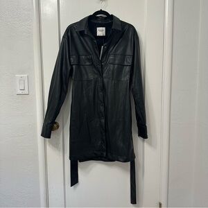 Abercrombie Black Faux Leather Mini Dress | NWT | M Long